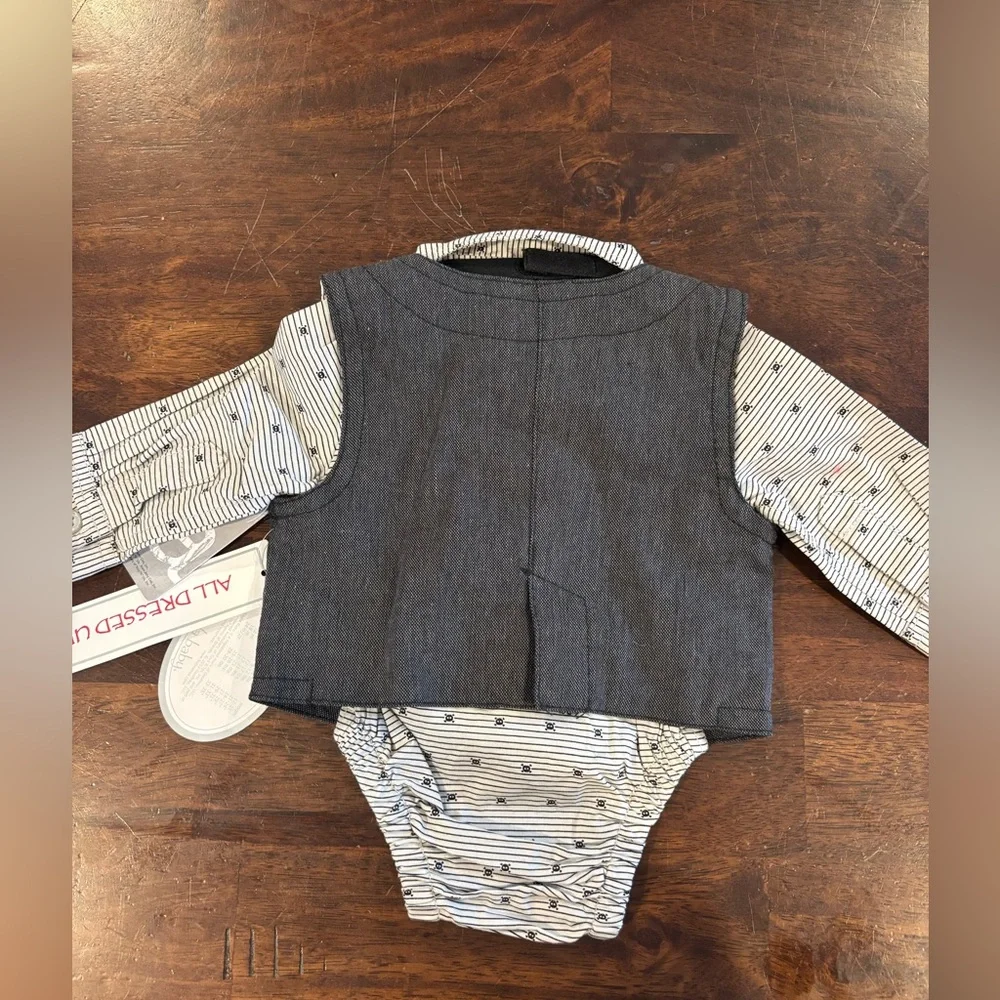 Amy Coe Newborn Punk Rock Skulls Baby Onesie with Vest and Tie